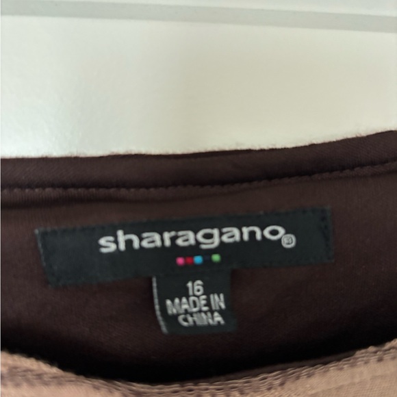 Sharagano Red and Brown Striped Long Sleeve Dress - Picture 2 of 4